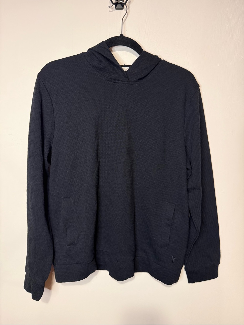 Frye Men's Donegal Black Sweatshirt Hoodie Textured Pockets Size Medium Cotton